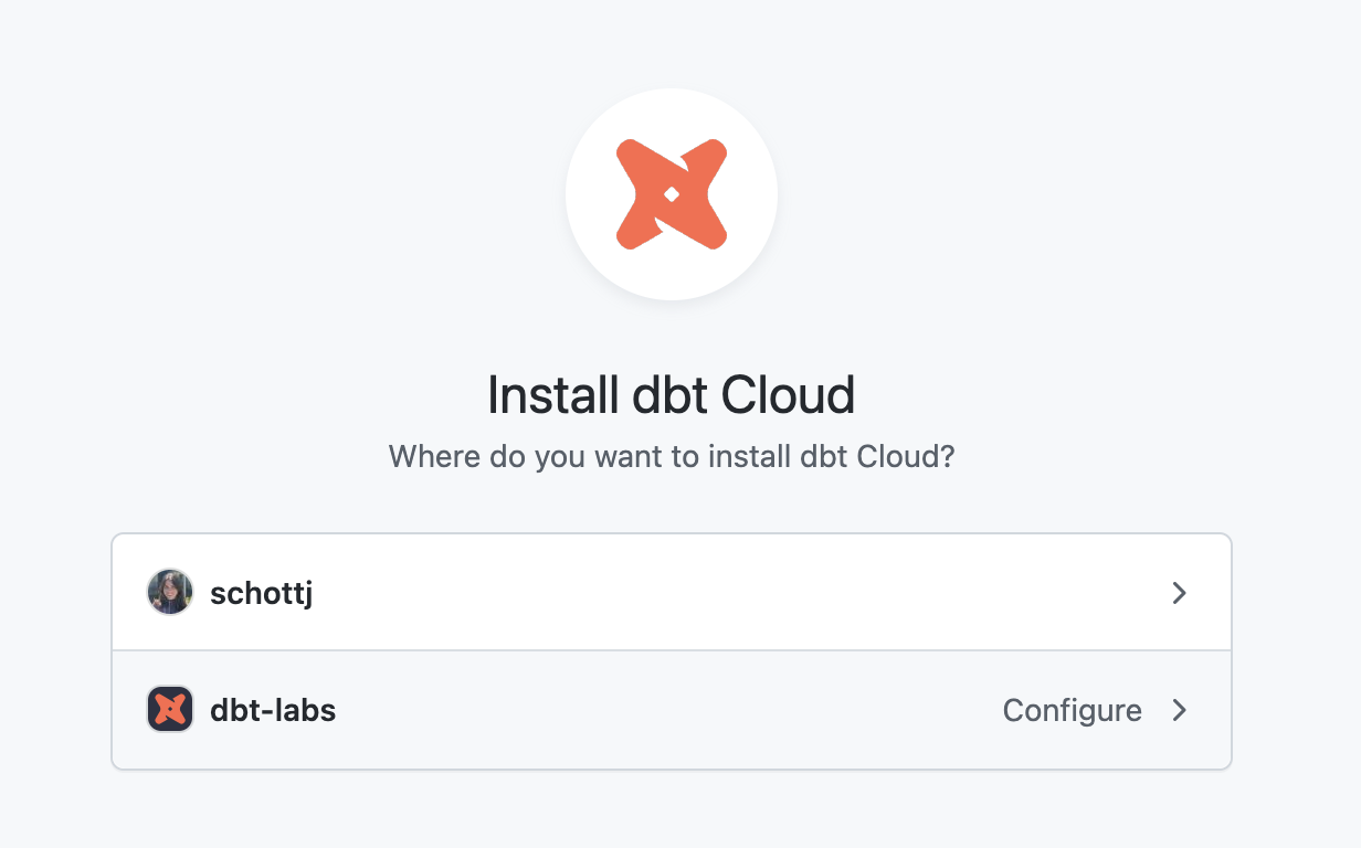 Installing the dbt application into a GitHub organization Installing the dbt application into a GitHub organization