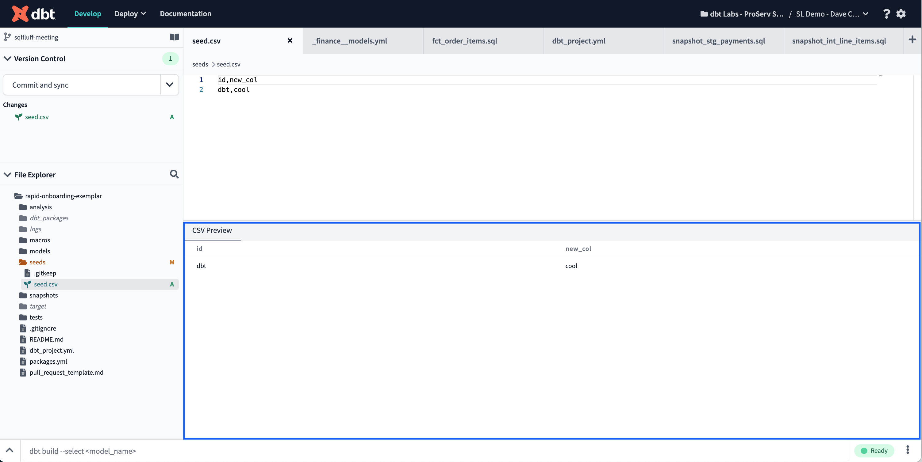View CSV code in the CSV Preview console tab below the Editor tab.