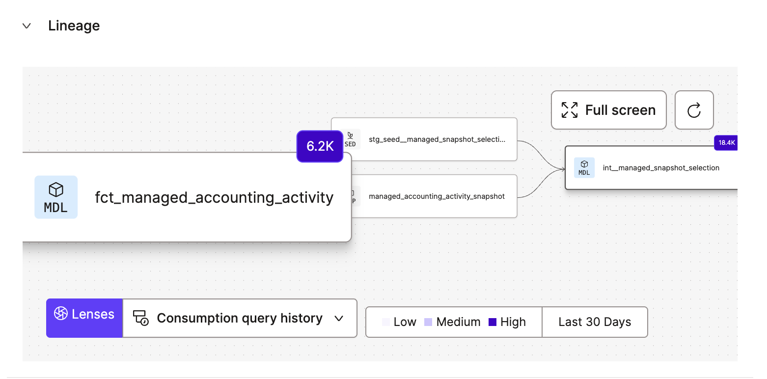 The consumption query history lens