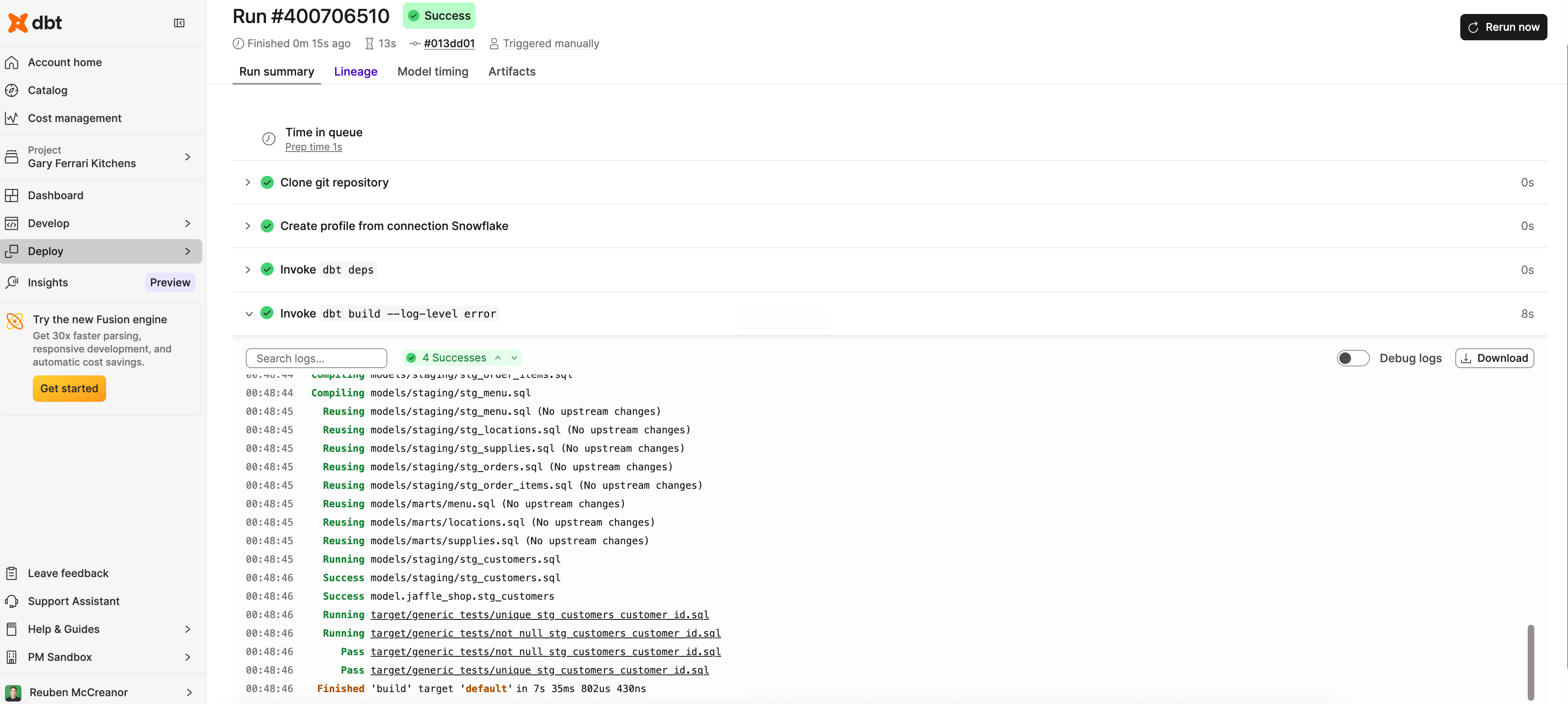 Example logs for state-aware orchestration