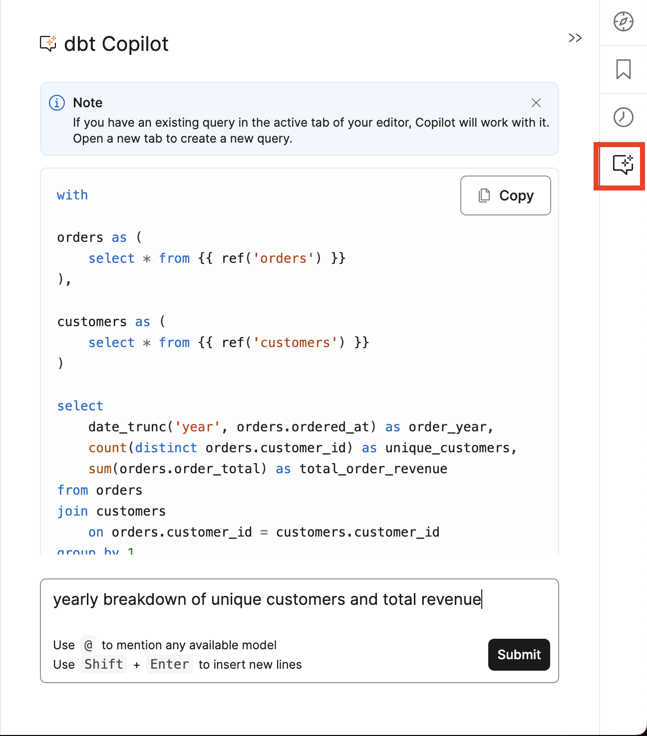 dbt Insights with dbt Copilot dbt Insights with dbt Copilot