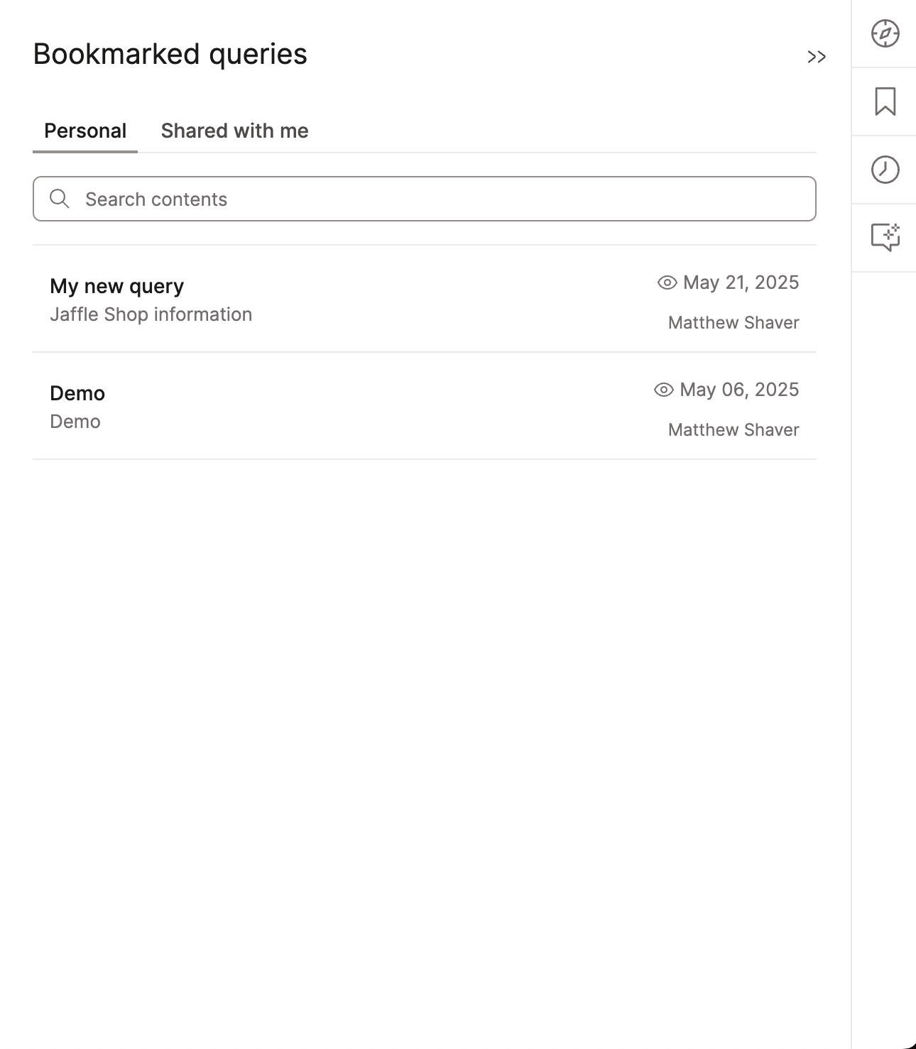 Manage your query bookmarks