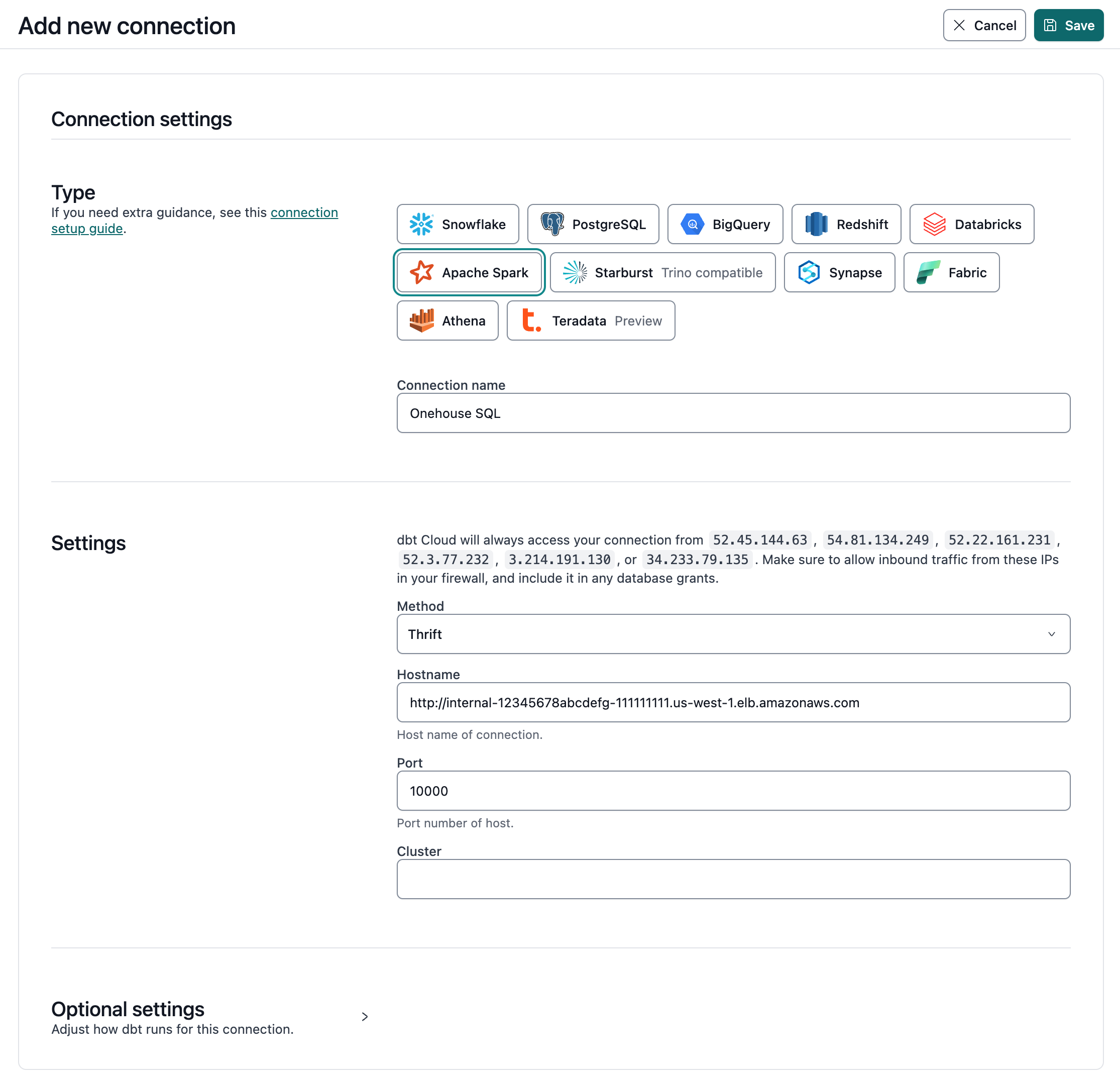 Onehouse configuration Onehouse configuration